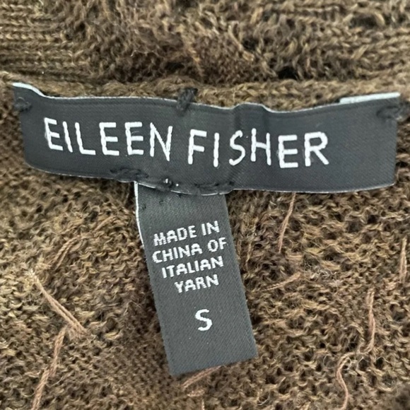 Eileen Fisher Brown Crystal Beaded Merino Wool Drape Front Cardigan Small - Picture 6 of 12